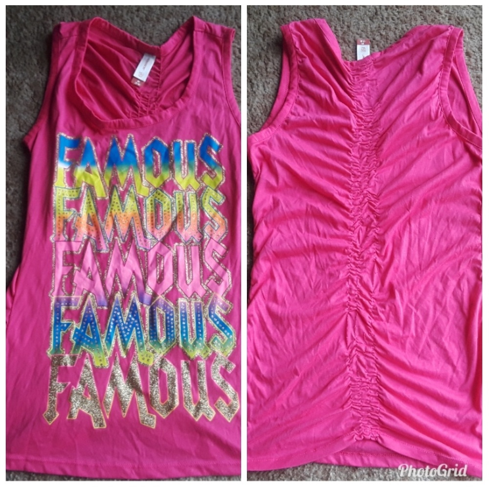 NWOT No boundaries pink 'famous' tank top